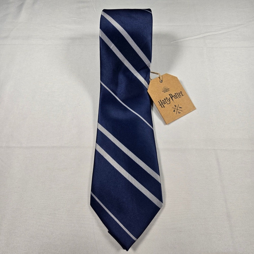 Tie Harry Potter Ravenclaw Navy Blue Silver Striped Wizarding World NEW